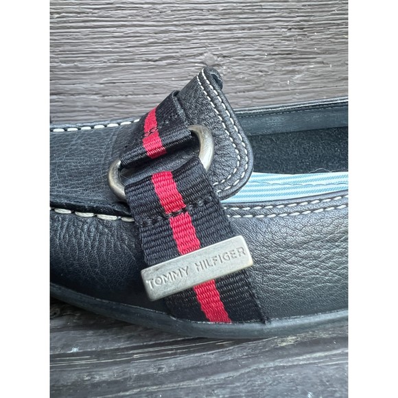 Vintage Tommy Hilfiger Black Grain Leather Loafers, sz 9 (but runs small!) - Picture 3 of 8